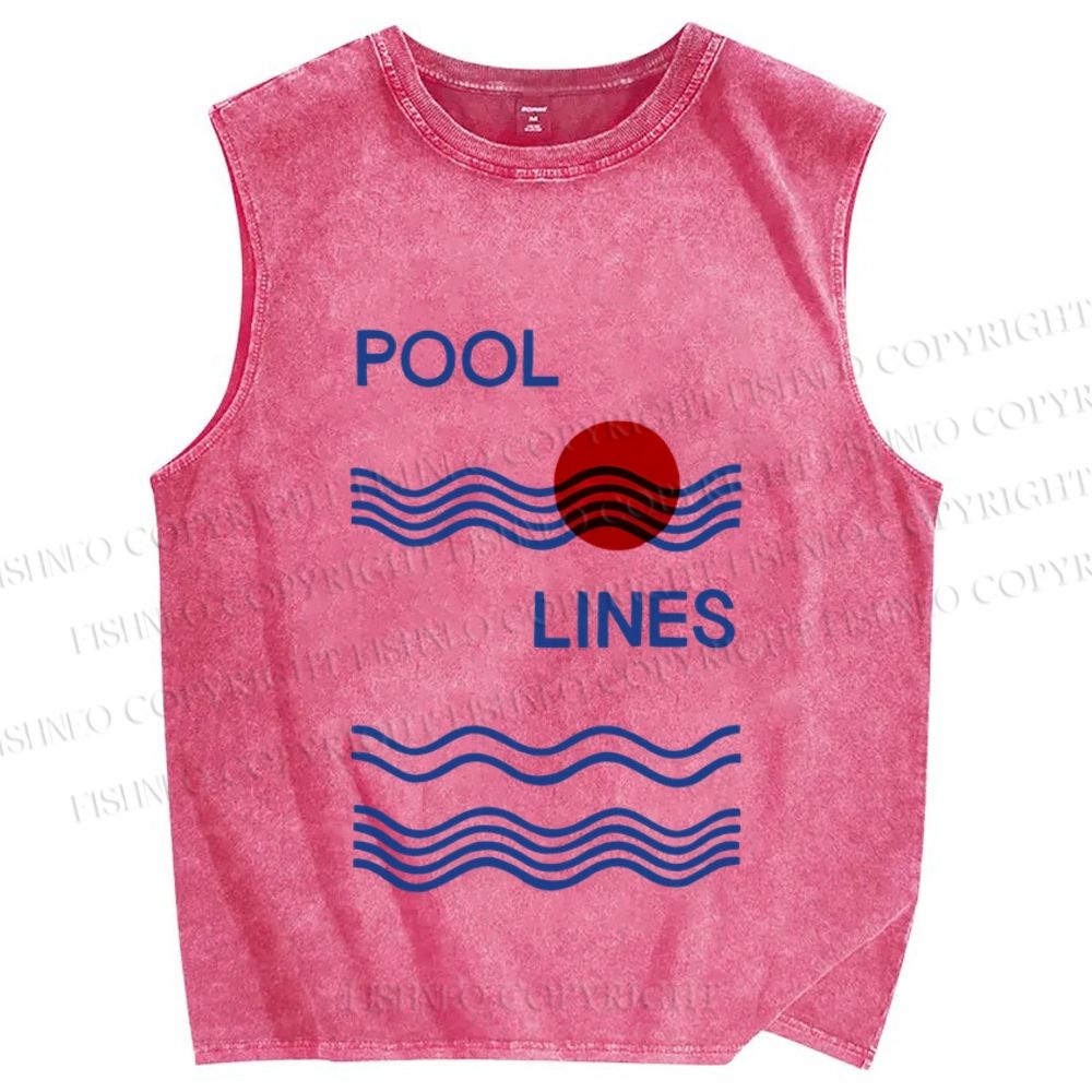 Unisex Pool Lines Printed Washed Tank Top