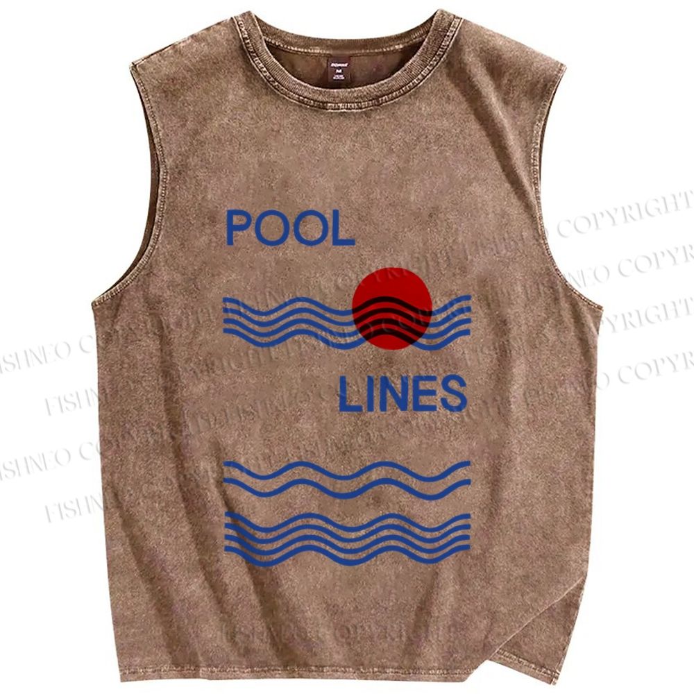Unisex Pool Lines Printed Washed Tank Top