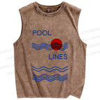 Unisex Pool Lines Printed Washed Tank Top