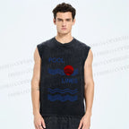 Unisex Pool Lines Printed Washed Tank Top