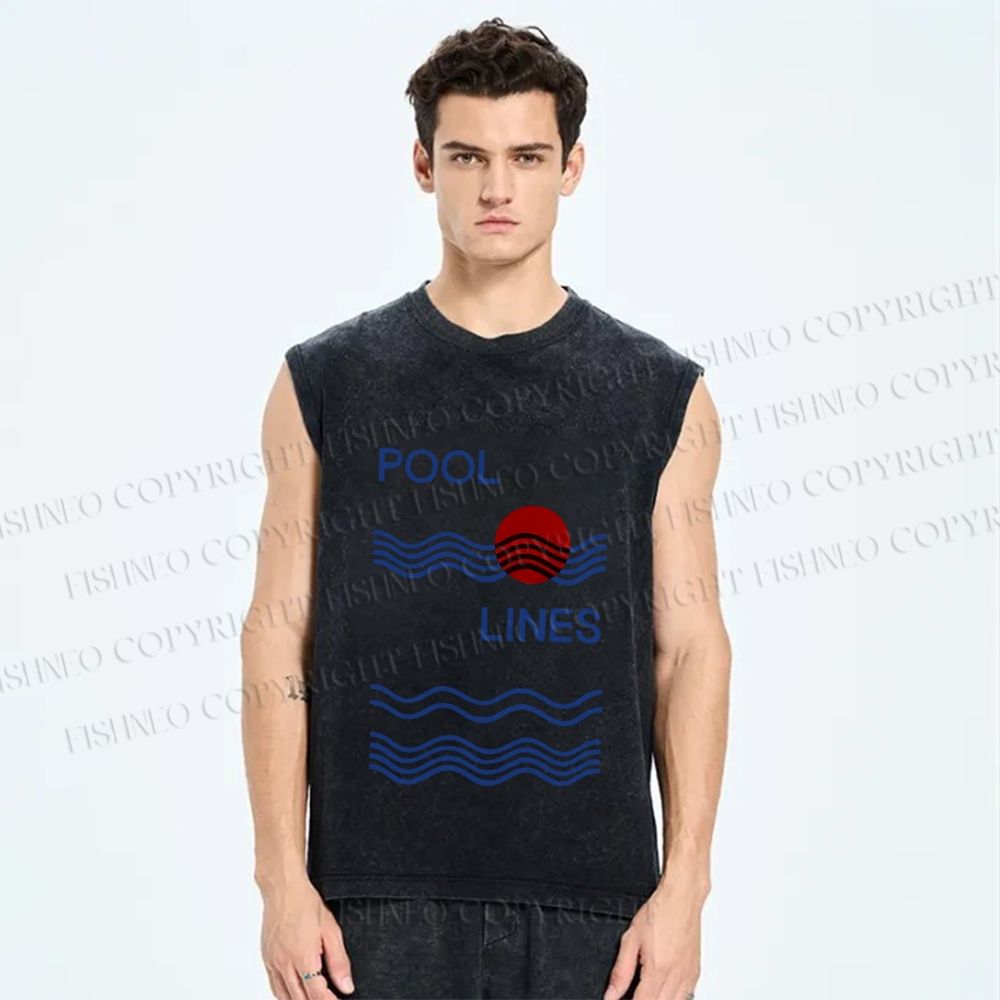Unisex Pool Lines Printed Washed Tank Top