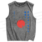 Unisex Koi Printed Washed Tank Top