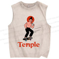 Unisex Funny Temple Skate Printed Washed Tank Top