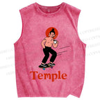 Unisex Funny Temple Skate Printed Washed Tank Top