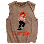 Unisex Funny Temple Skate Printed Washed Tank Top