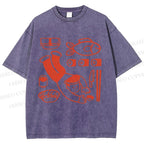 Unisex Sushi Fish Printed Washed Tee