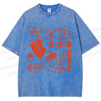 Unisex Sushi Fish Printed Washed Tee