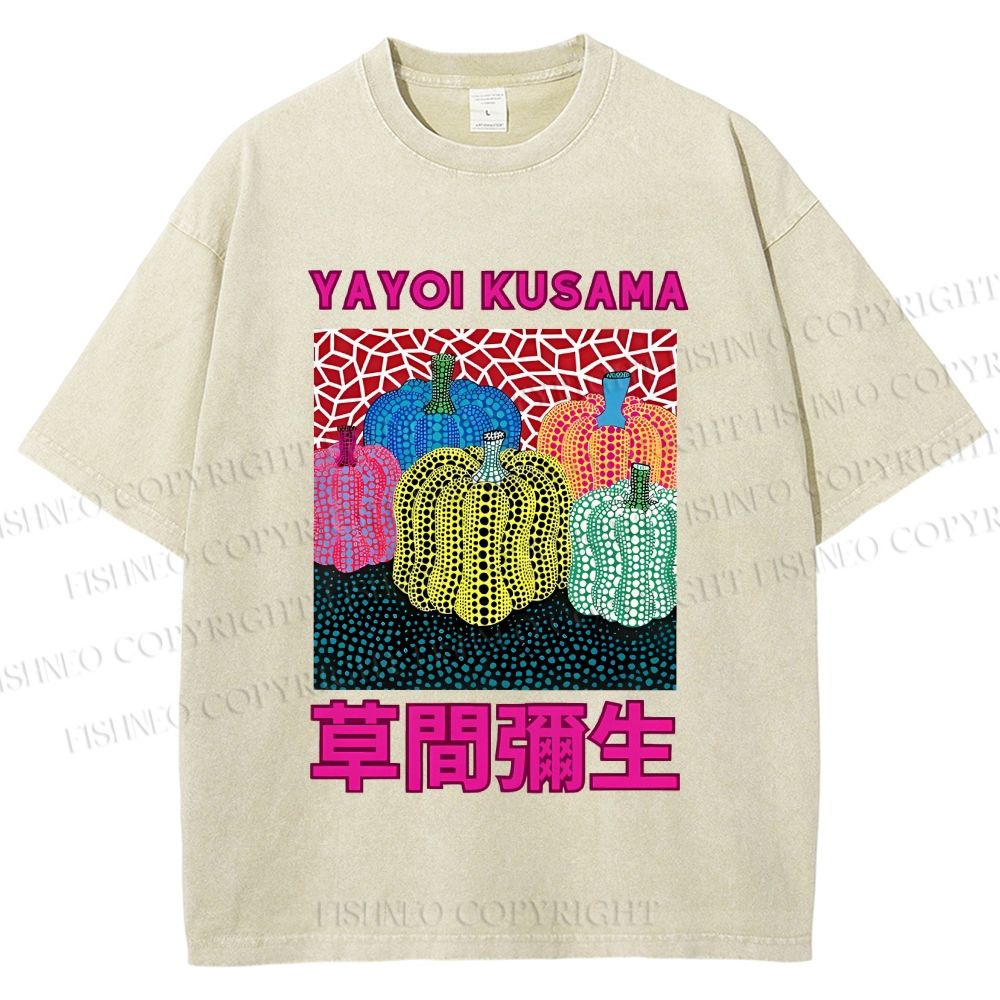 Unisex Yayoi Kusama Pumpkin Printed Washed Tee