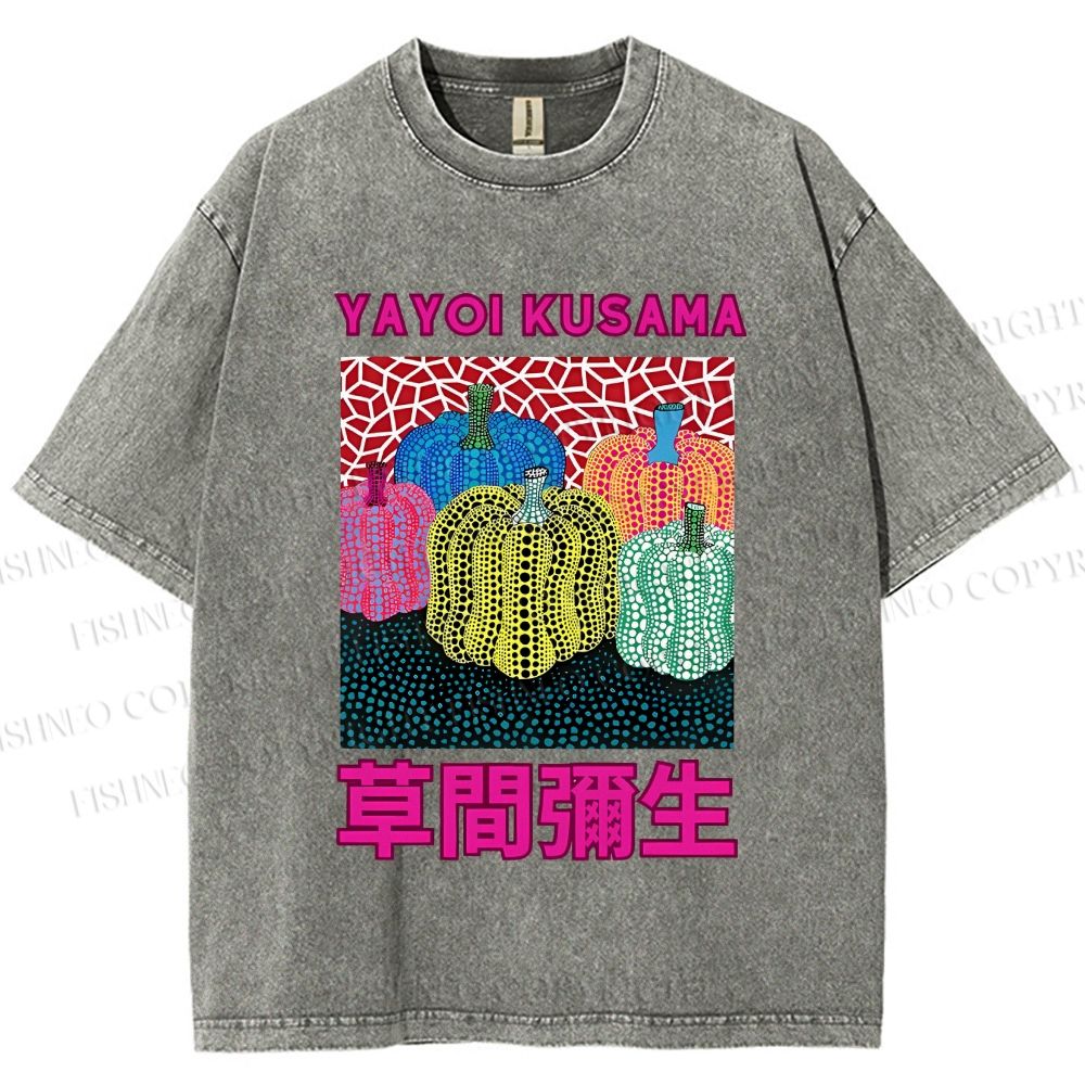 Unisex Yayoi Kusama Pumpkin Printed Washed Tee