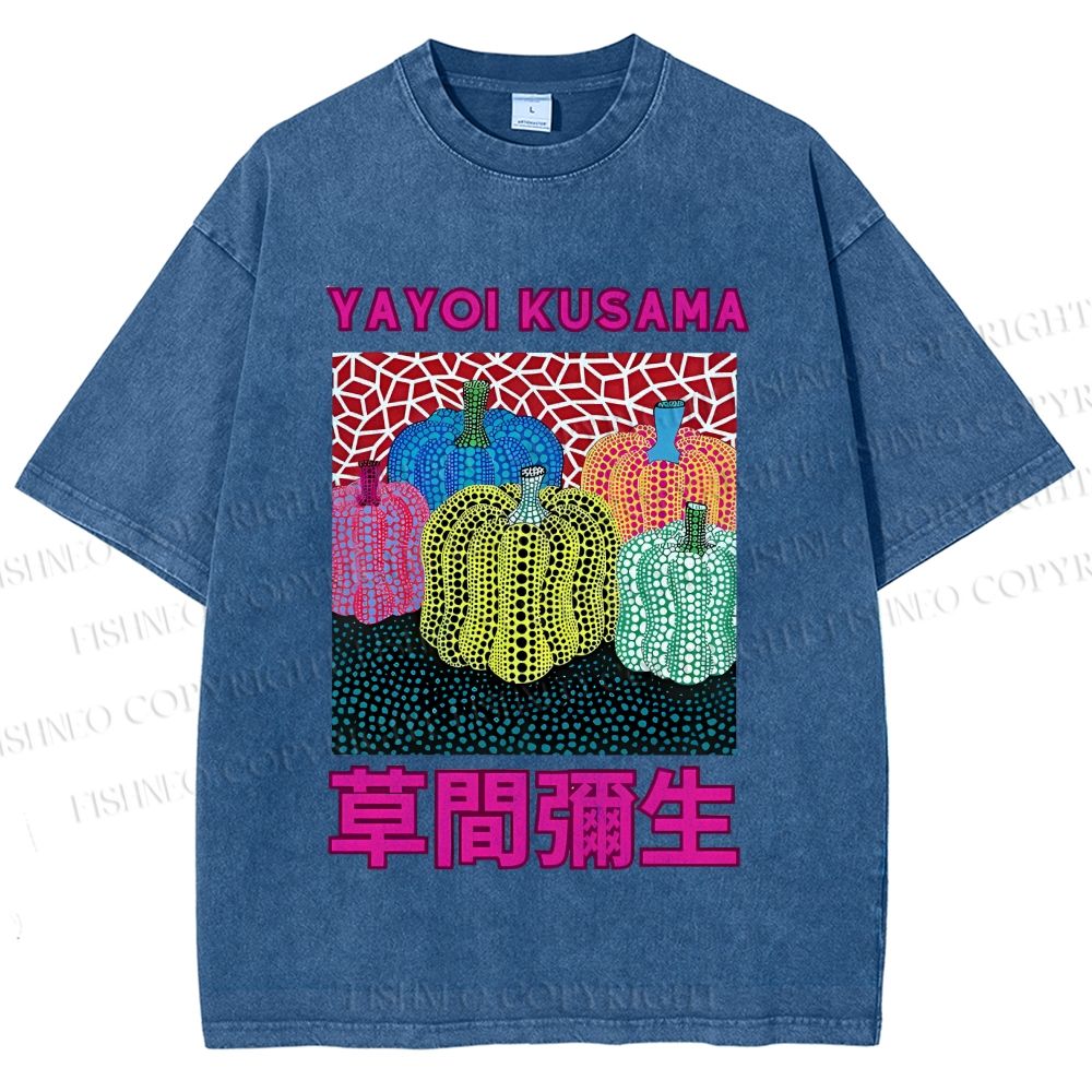 Unisex Yayoi Kusama Pumpkin Printed Washed Tee