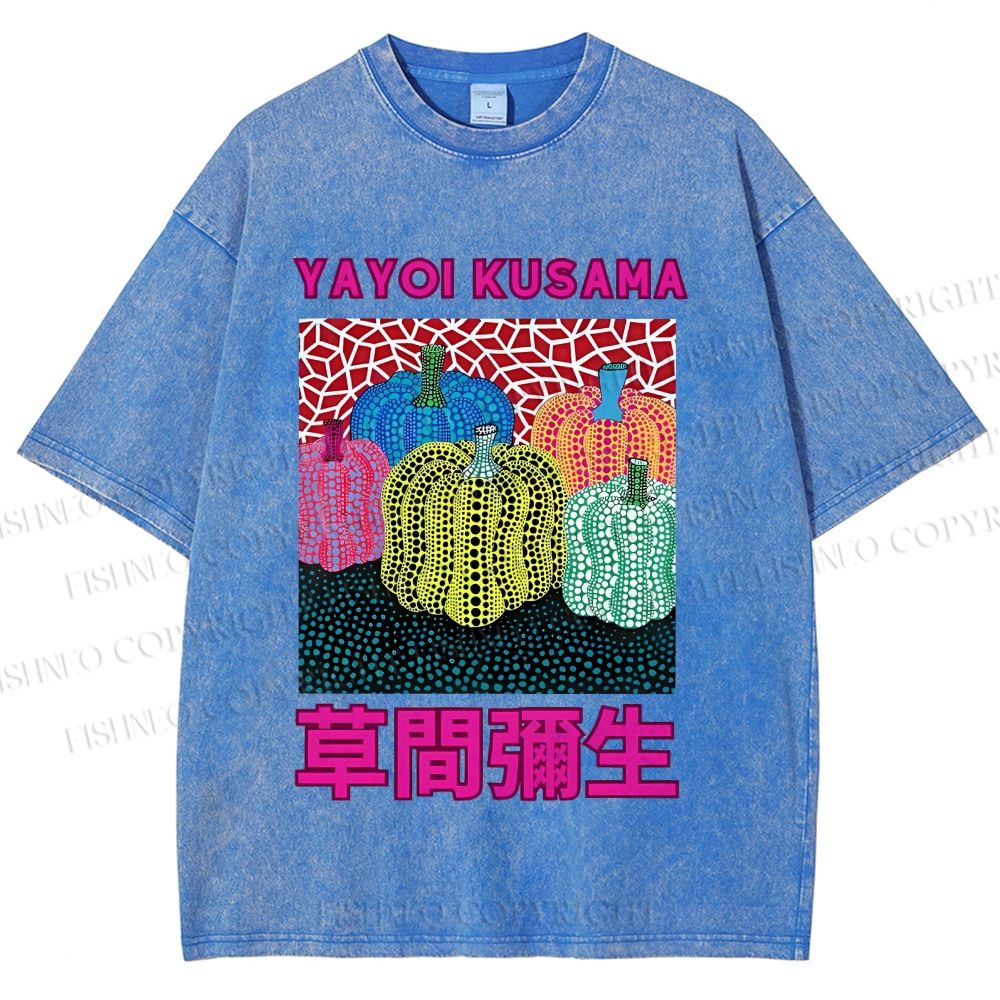Unisex Yayoi Kusama Pumpkin Printed Washed Tee