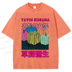 Unisex Yayoi Kusama Pumpkin Printed Washed Tee