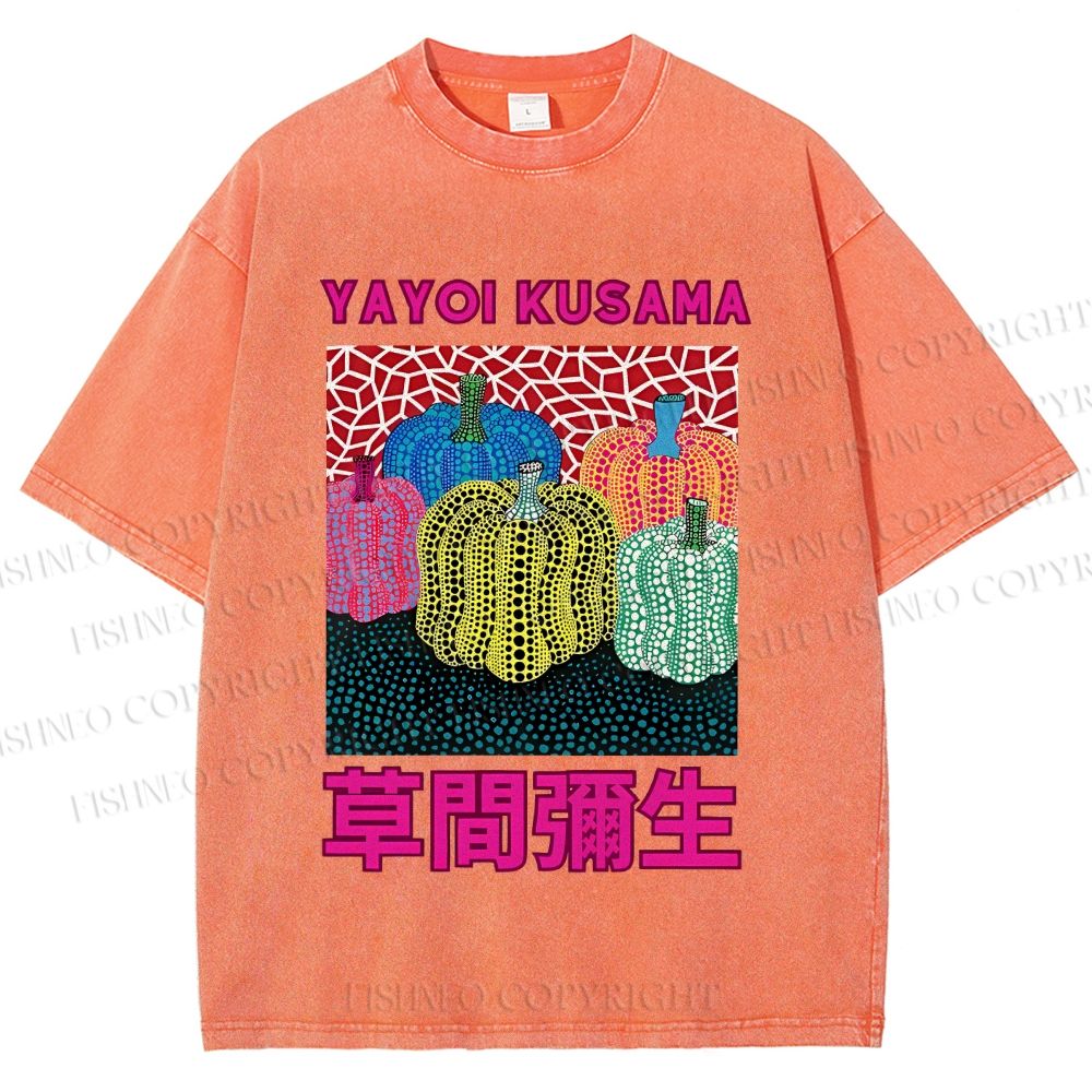 Unisex Yayoi Kusama Pumpkin Printed Washed Tee