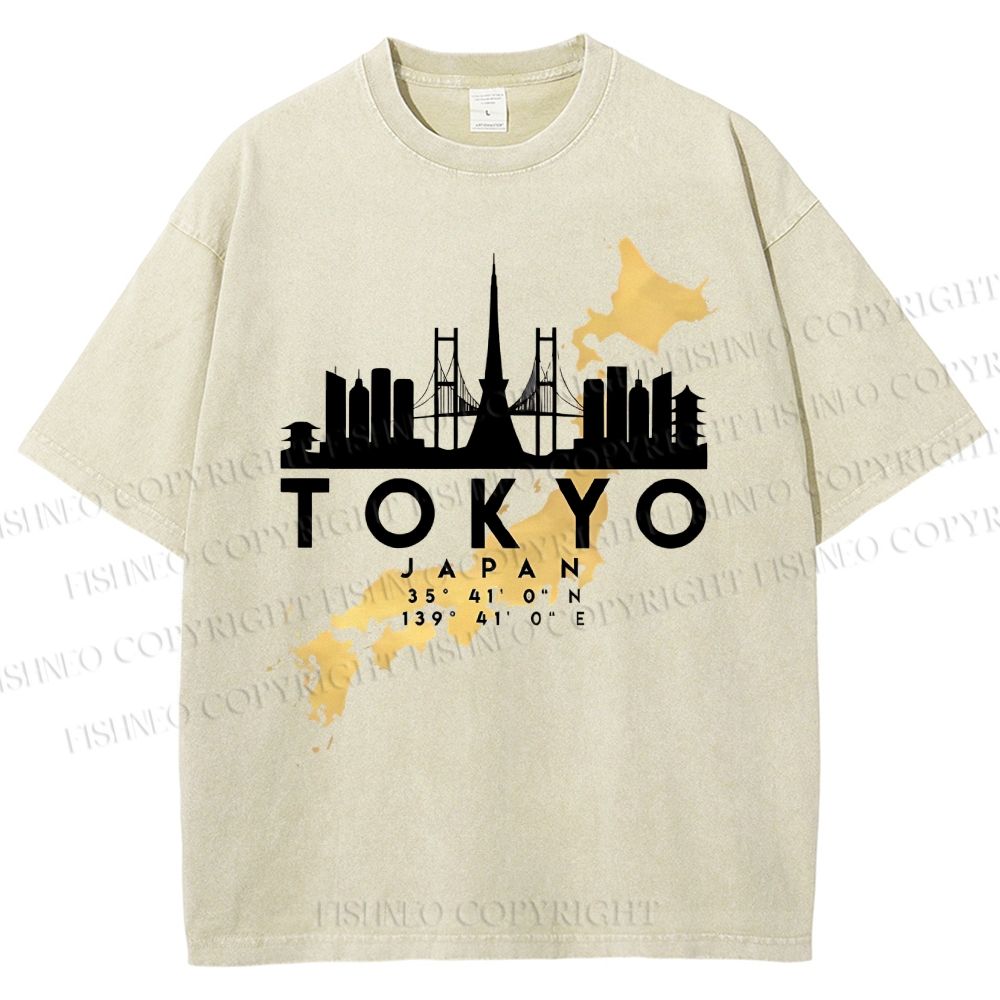 Unisex Tokyo Printed Washed Tee
