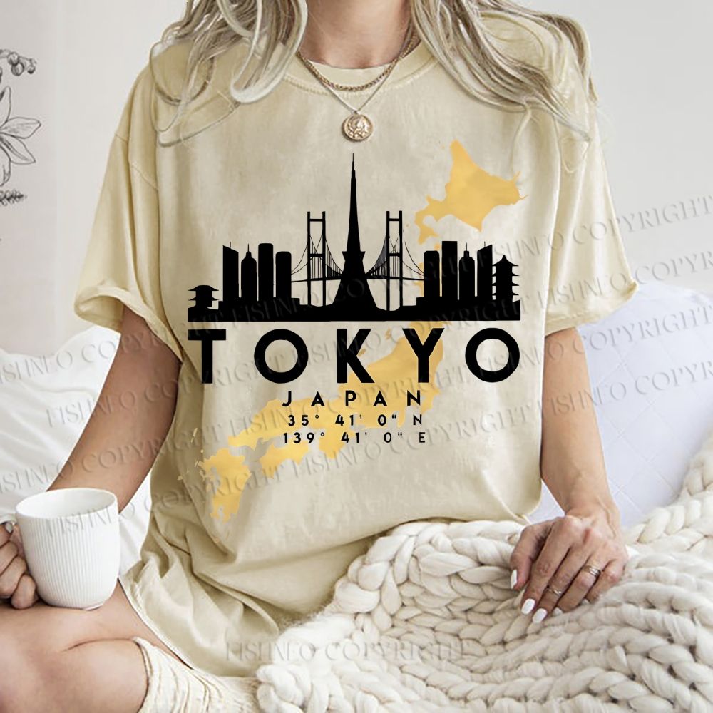 Unisex Tokyo Printed Washed Tee