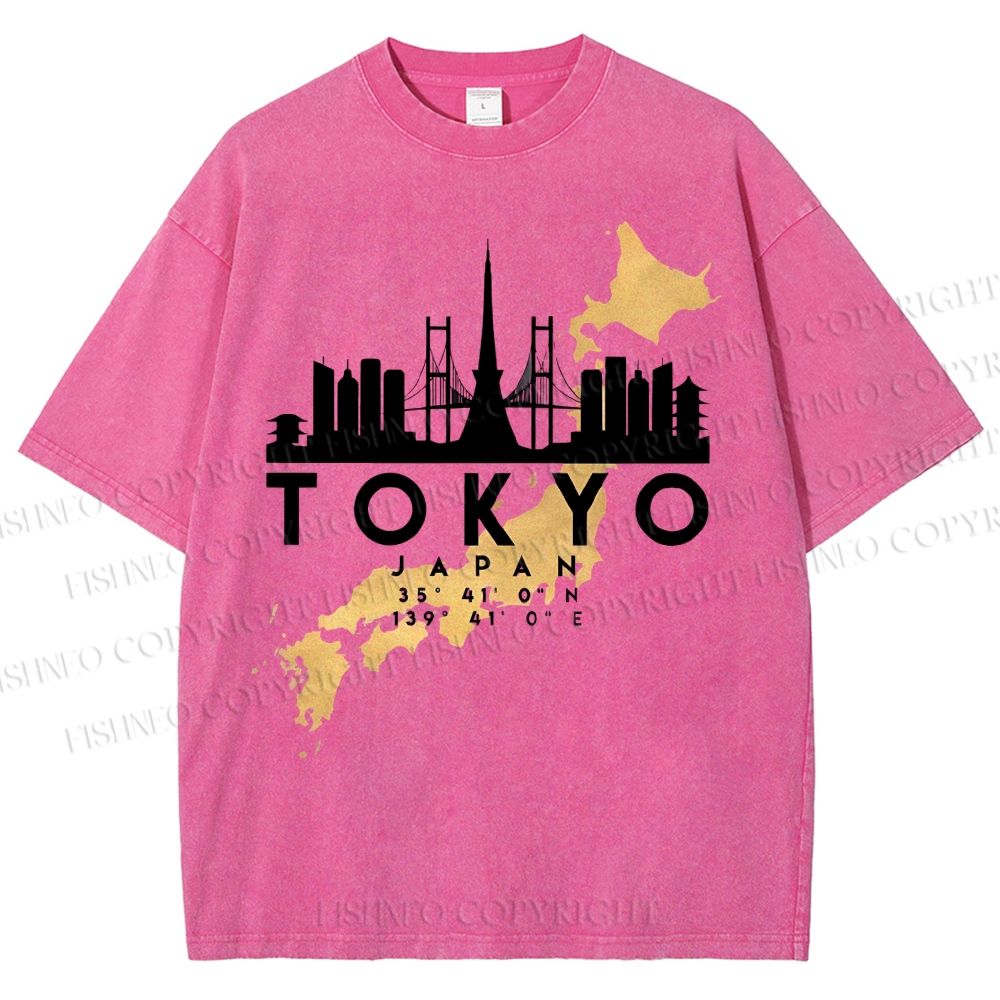 Unisex Tokyo Printed Washed Tee