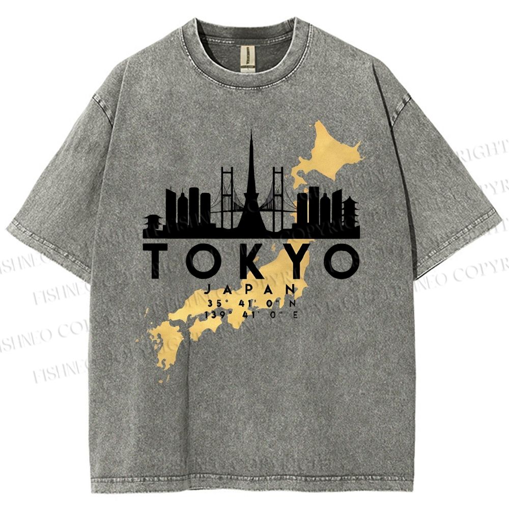 Unisex Tokyo Printed Washed Tee