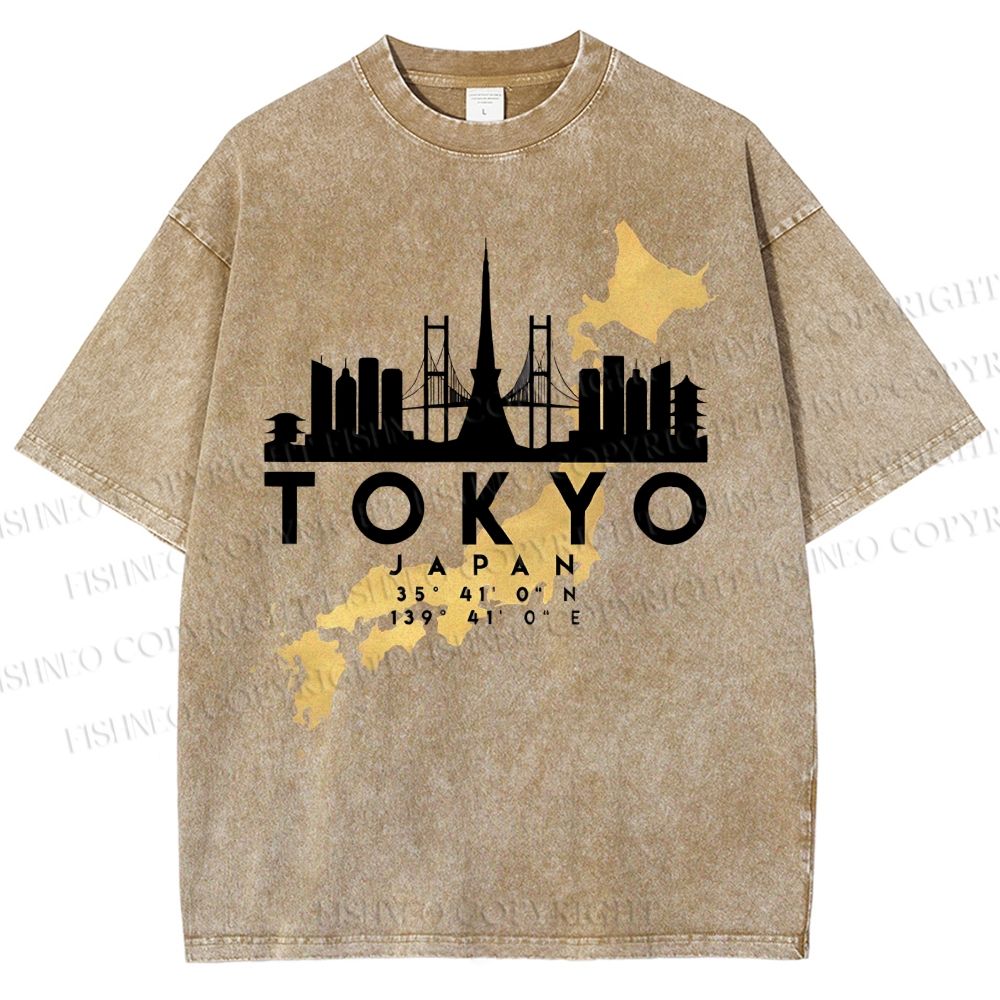 Unisex Tokyo Printed Washed Tee