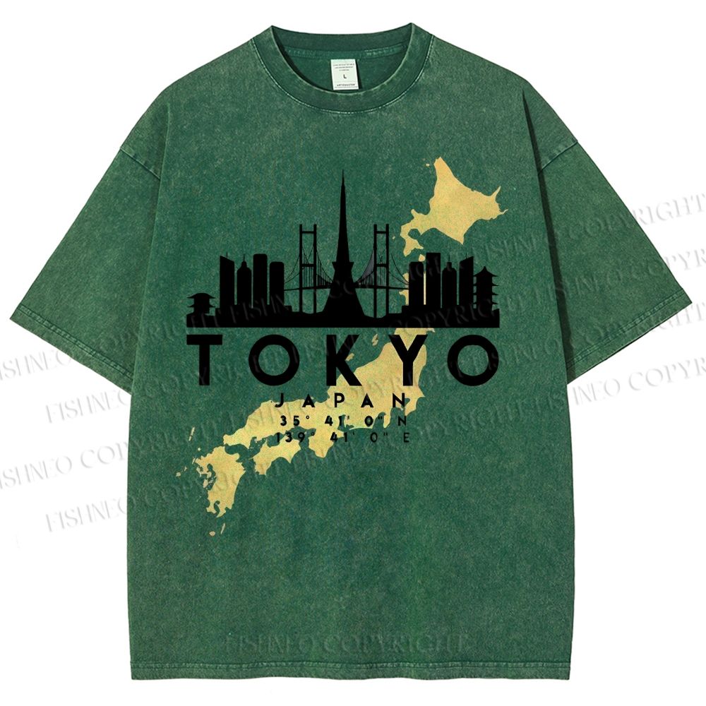 Unisex Tokyo Printed Washed Tee