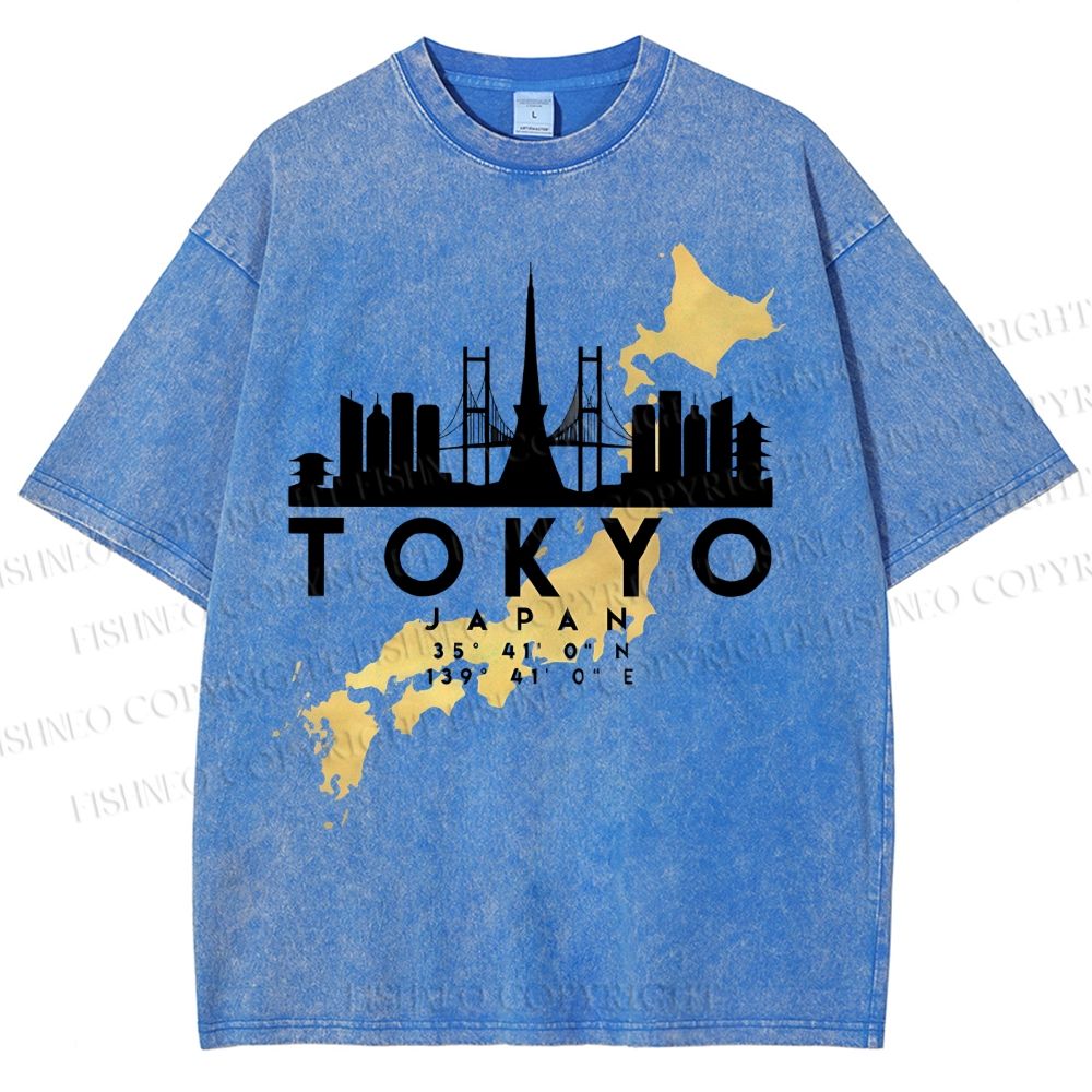 Unisex Tokyo Printed Washed Tee