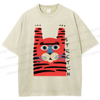 Unisex Stretch Tiger Printed Washed Tee