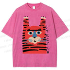 Unisex Stretch Tiger Printed Washed Tee