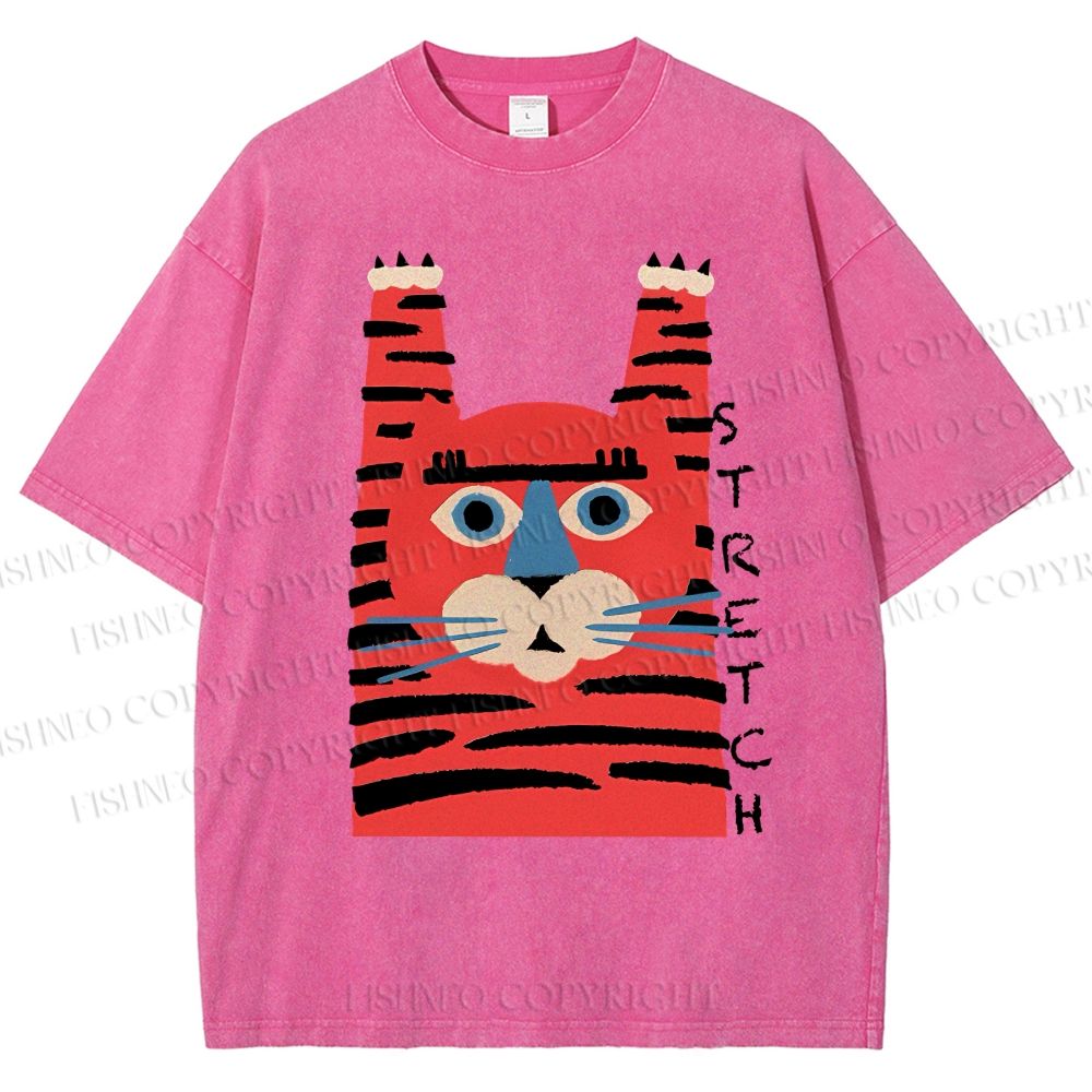 Unisex Stretch Tiger Printed Washed Tee