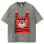 Unisex Stretch Tiger Printed Washed Tee