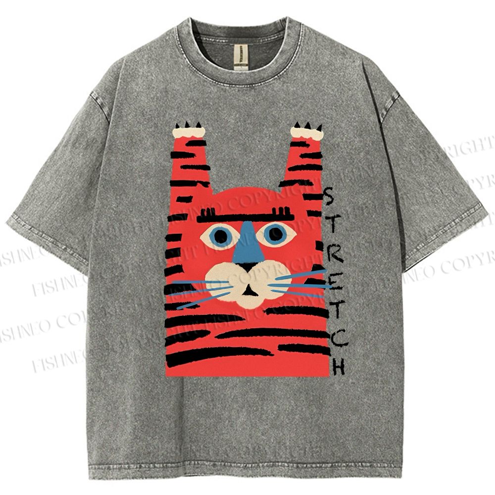 Unisex Stretch Tiger Printed Washed Tee