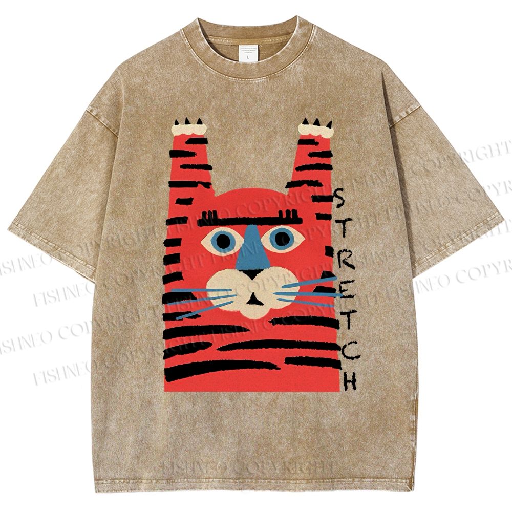 Unisex Stretch Tiger Printed Washed Tee