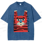 Unisex Stretch Tiger Printed Washed Tee