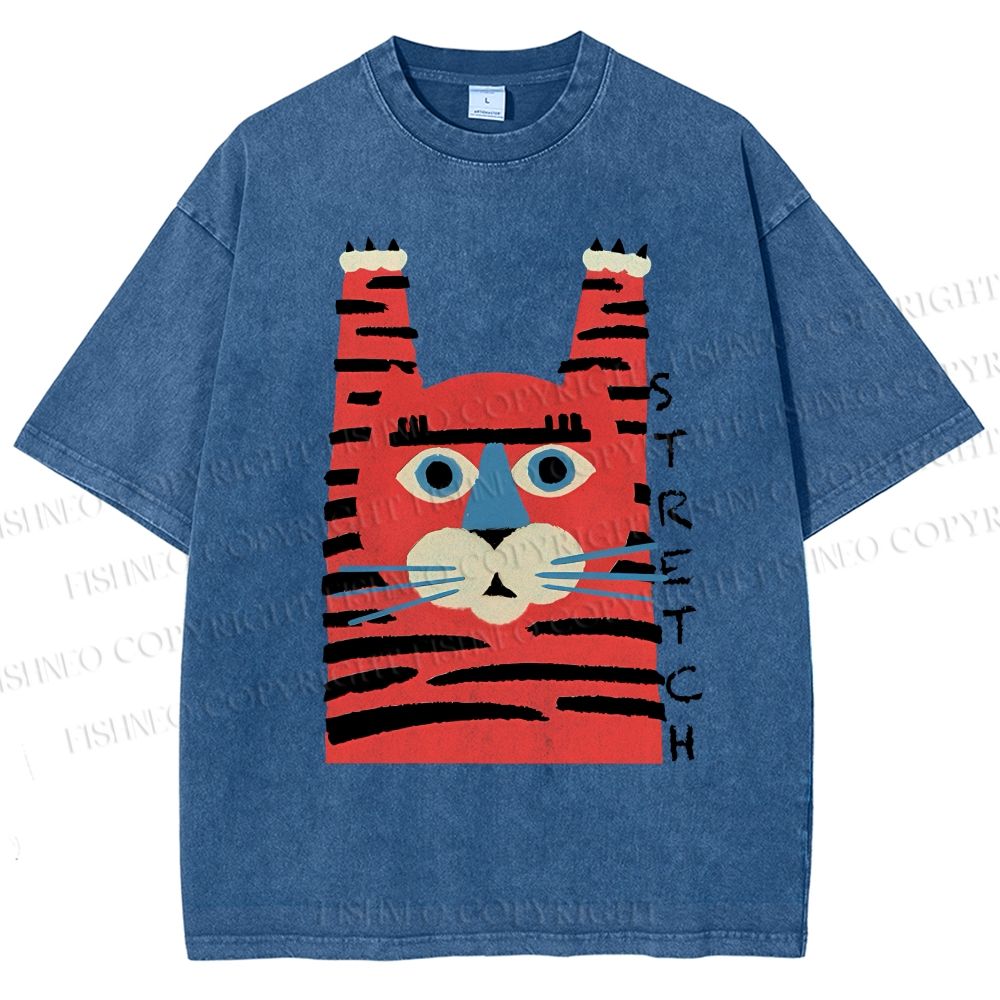 Unisex Stretch Tiger Printed Washed Tee