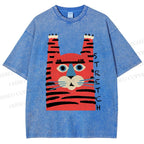 Unisex Stretch Tiger Printed Washed Tee