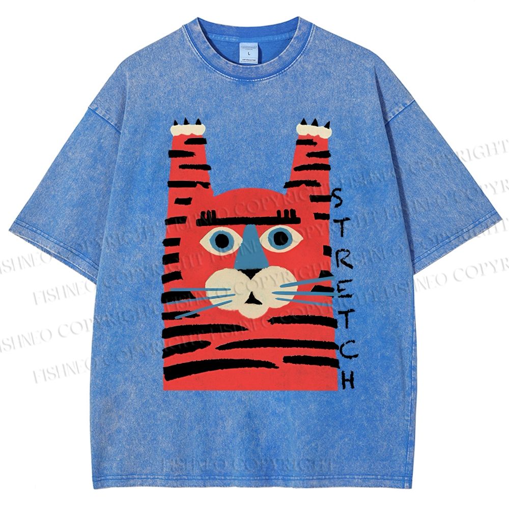Unisex Stretch Tiger Printed Washed Tee