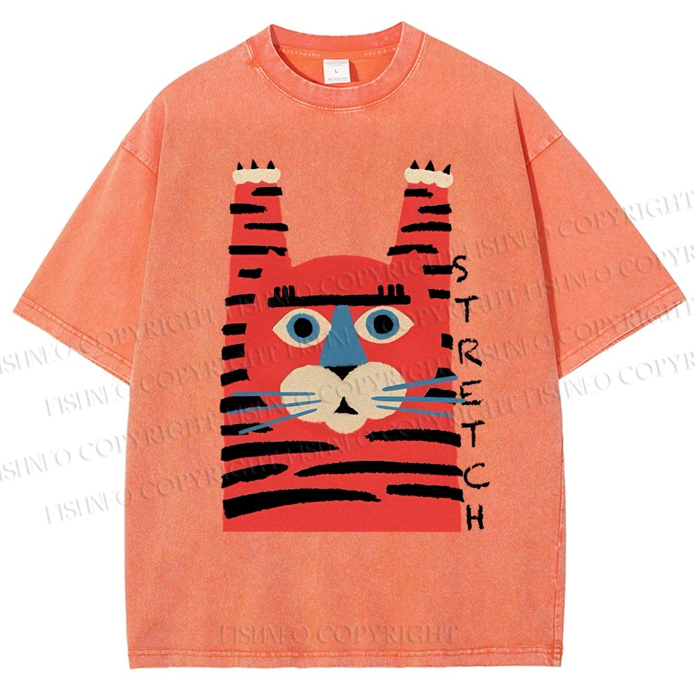 Unisex Stretch Tiger Printed Washed Tee