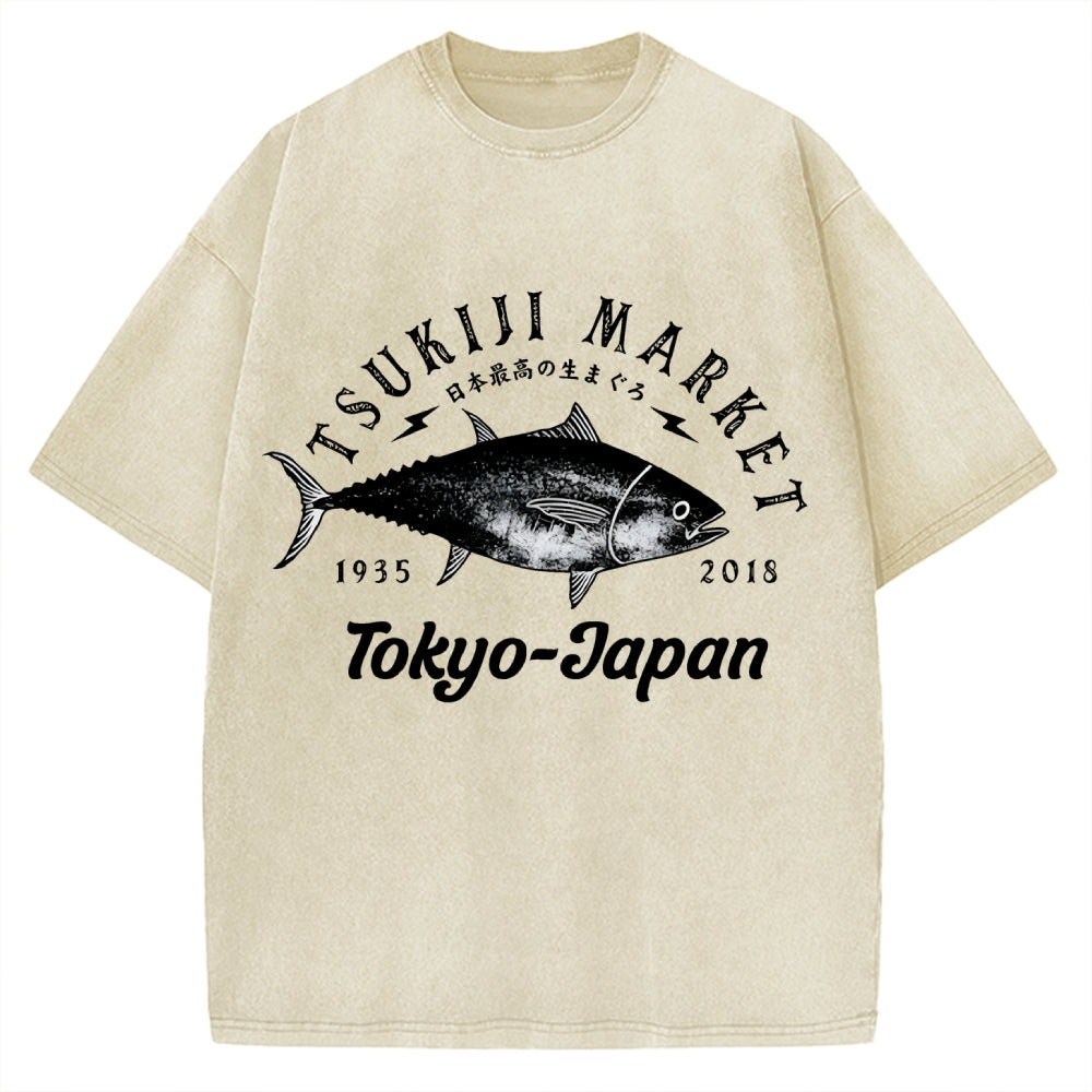 Tsukiji Fish Market Vintage Washed T-shirt