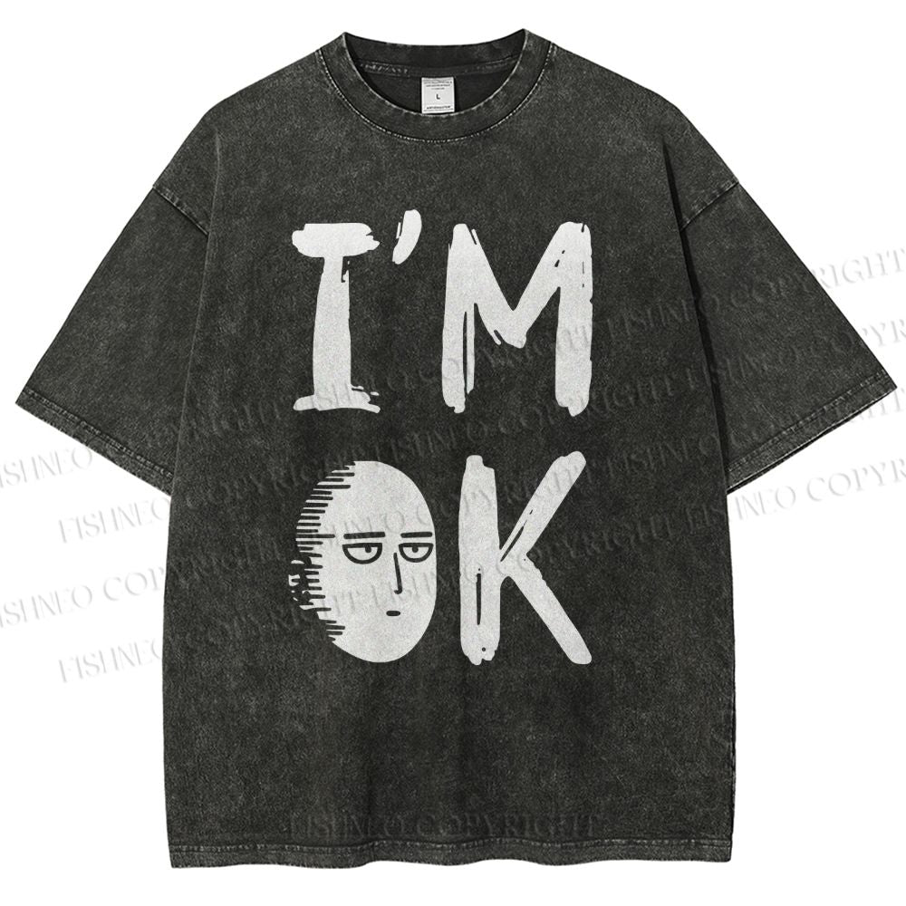 Unisex I'm OK Printed Washed Tee