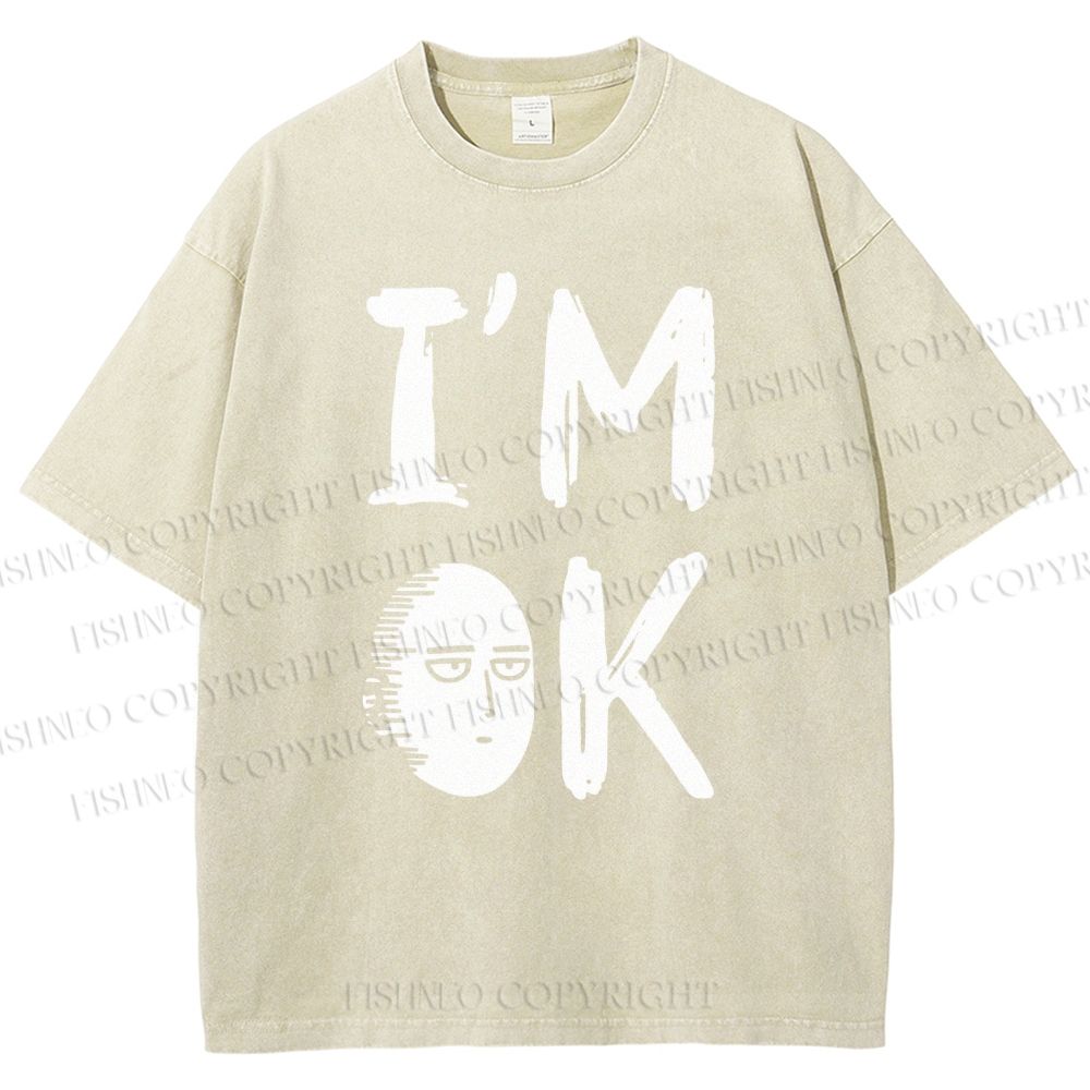 Unisex I'm OK Printed Washed Tee
