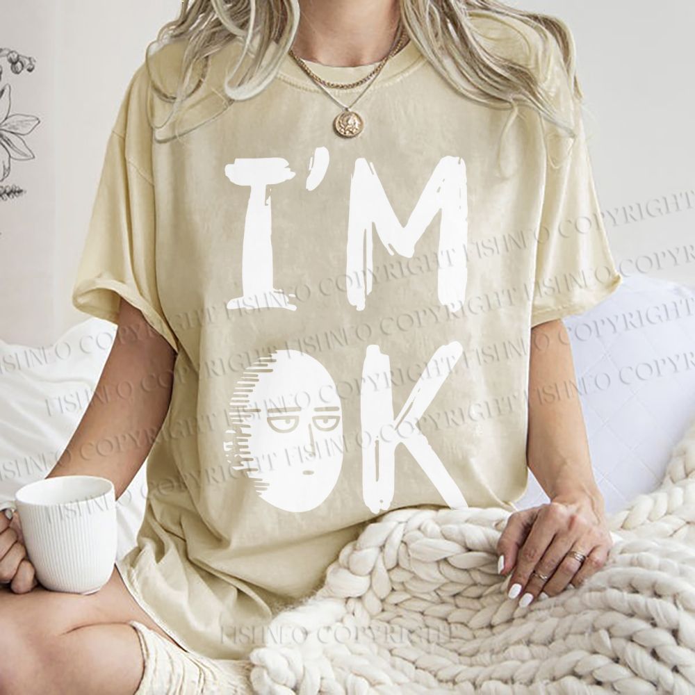Unisex I'm OK Printed Washed Tee