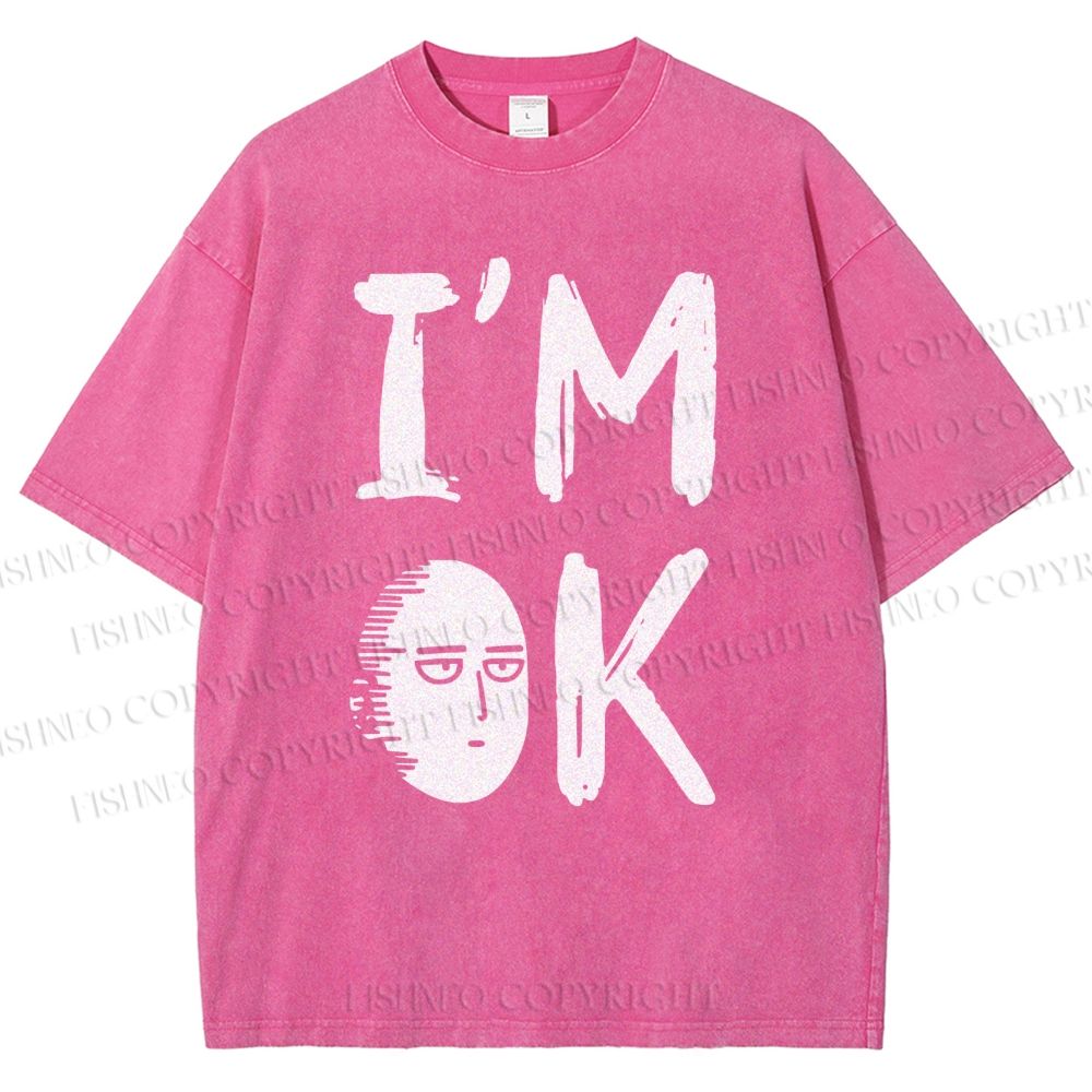 Unisex I'm OK Printed Washed Tee