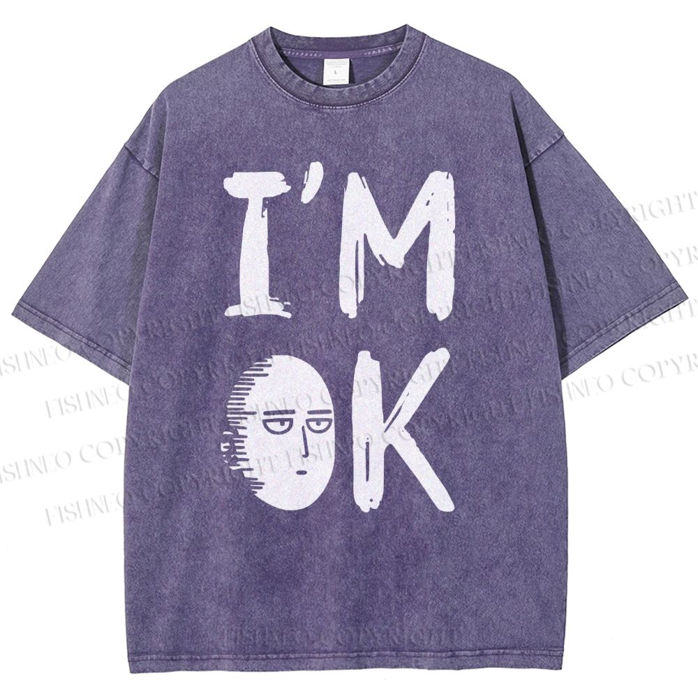 Unisex I'm OK Printed Washed Tee