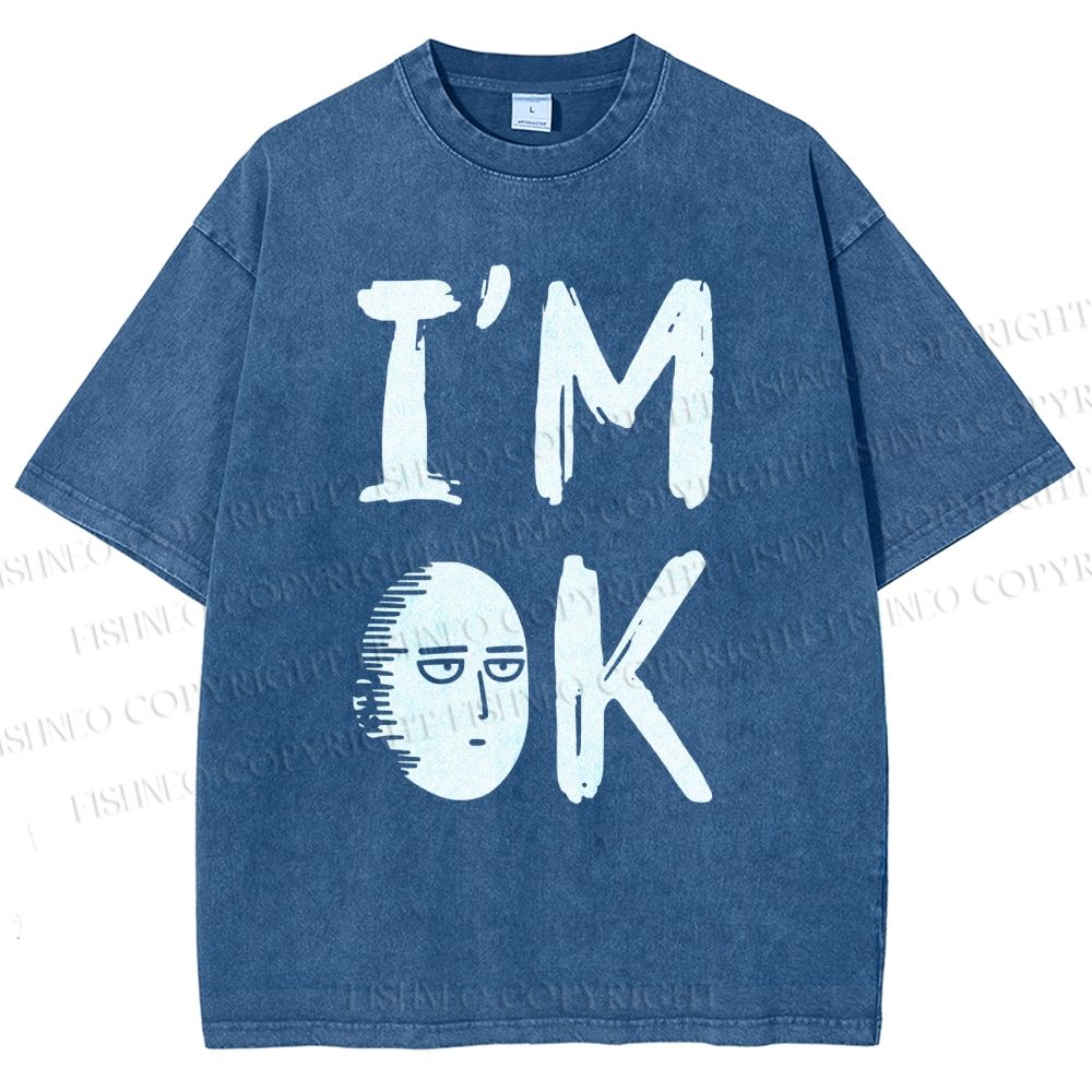 Unisex I'm OK Printed Washed Tee