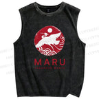 Unisex Japanese Bowls Printed Washed Tank Top