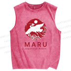 Unisex Japanese Bowls Printed Washed Tank Top