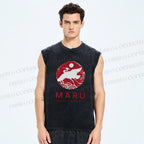 Unisex Japanese Bowls Printed Washed Tank Top