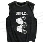Unisex Pills Printed Washed Tank Top