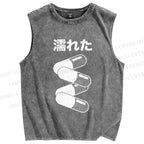 Unisex Pills Printed Washed Tank Top