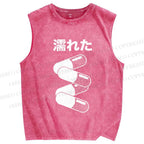 Unisex Pills Printed Washed Tank Top