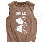 Unisex Pills Printed Washed Tank Top