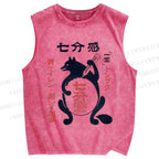 Unisex Abdominal Pain Printed Washed Tank Top